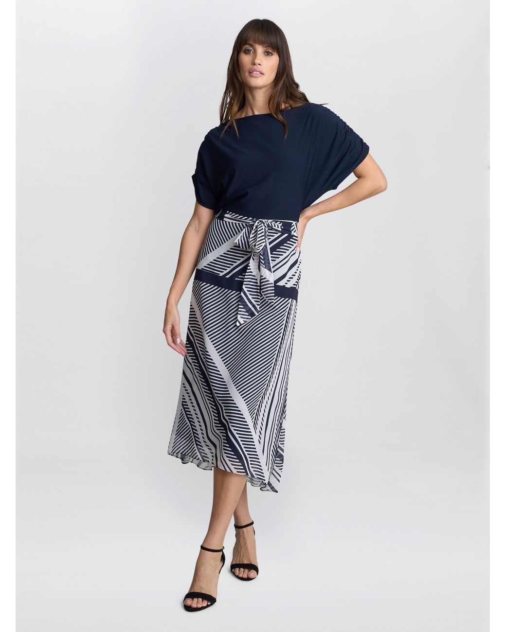 Gina Bacconi Blue Brooke Stripe Dress