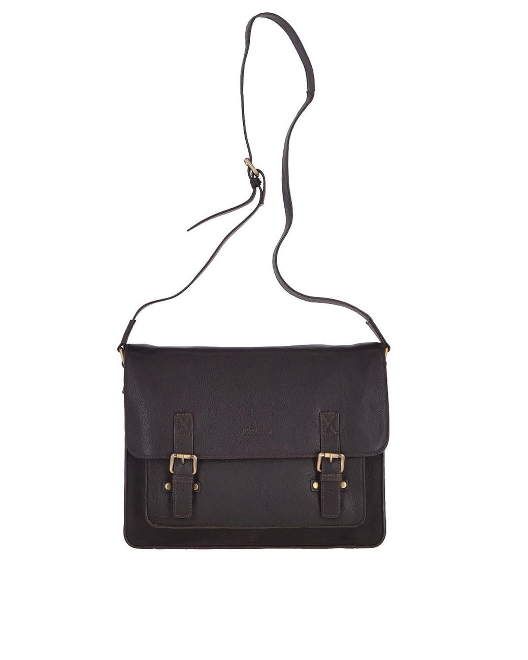 Ashwood Leather Black 'Riccardo' Carry All Real Messenger Bag for men