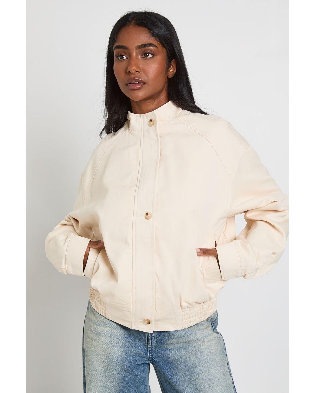 Boohoo Blue Utility High Neck Bomber Jacket