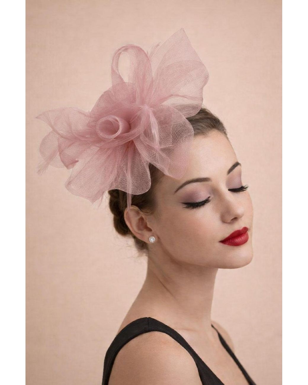 SVNX Natural Folded Bow Fascinator With Tipped Feathers