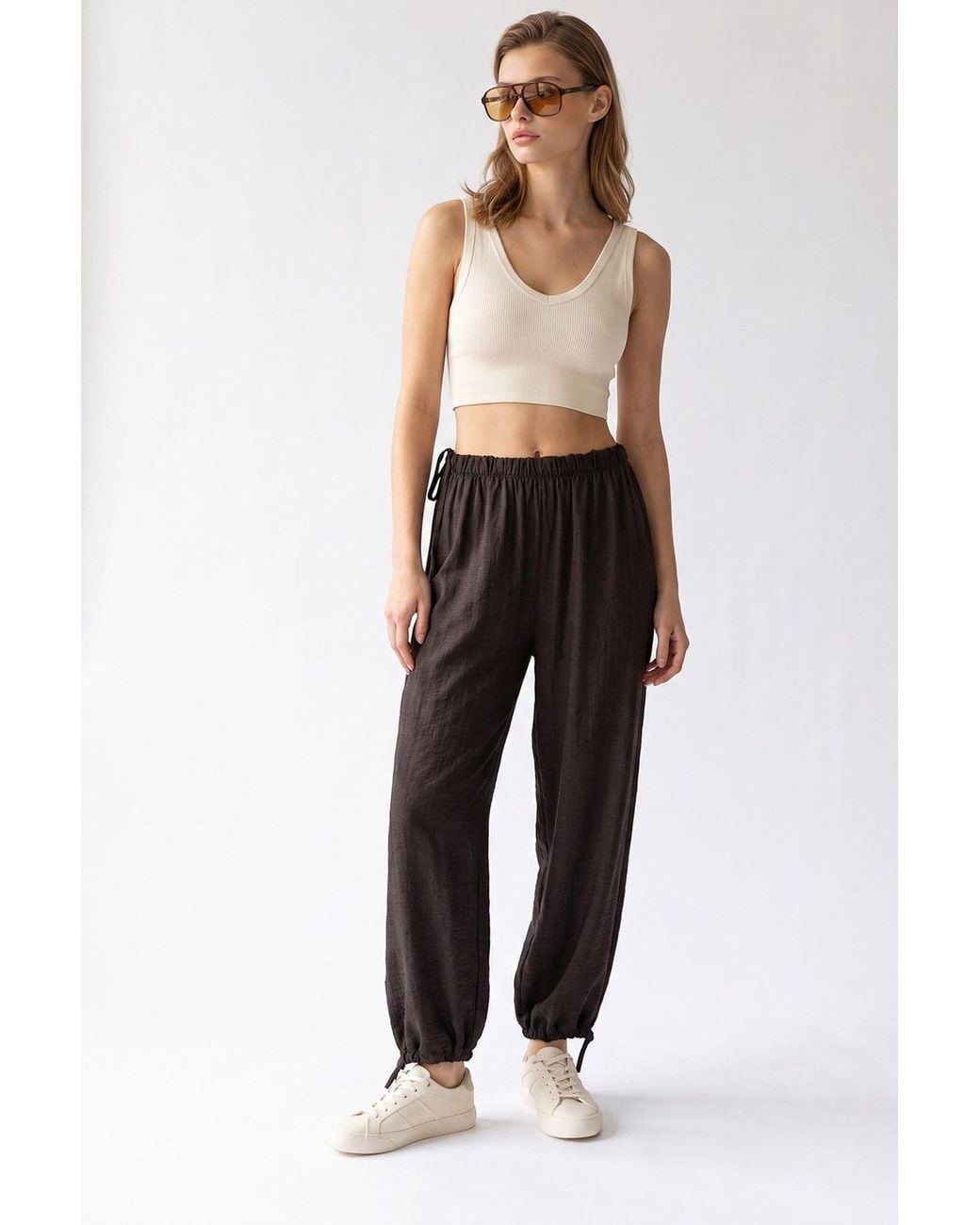 MixRay Black Tencel Straight-Leg Pants