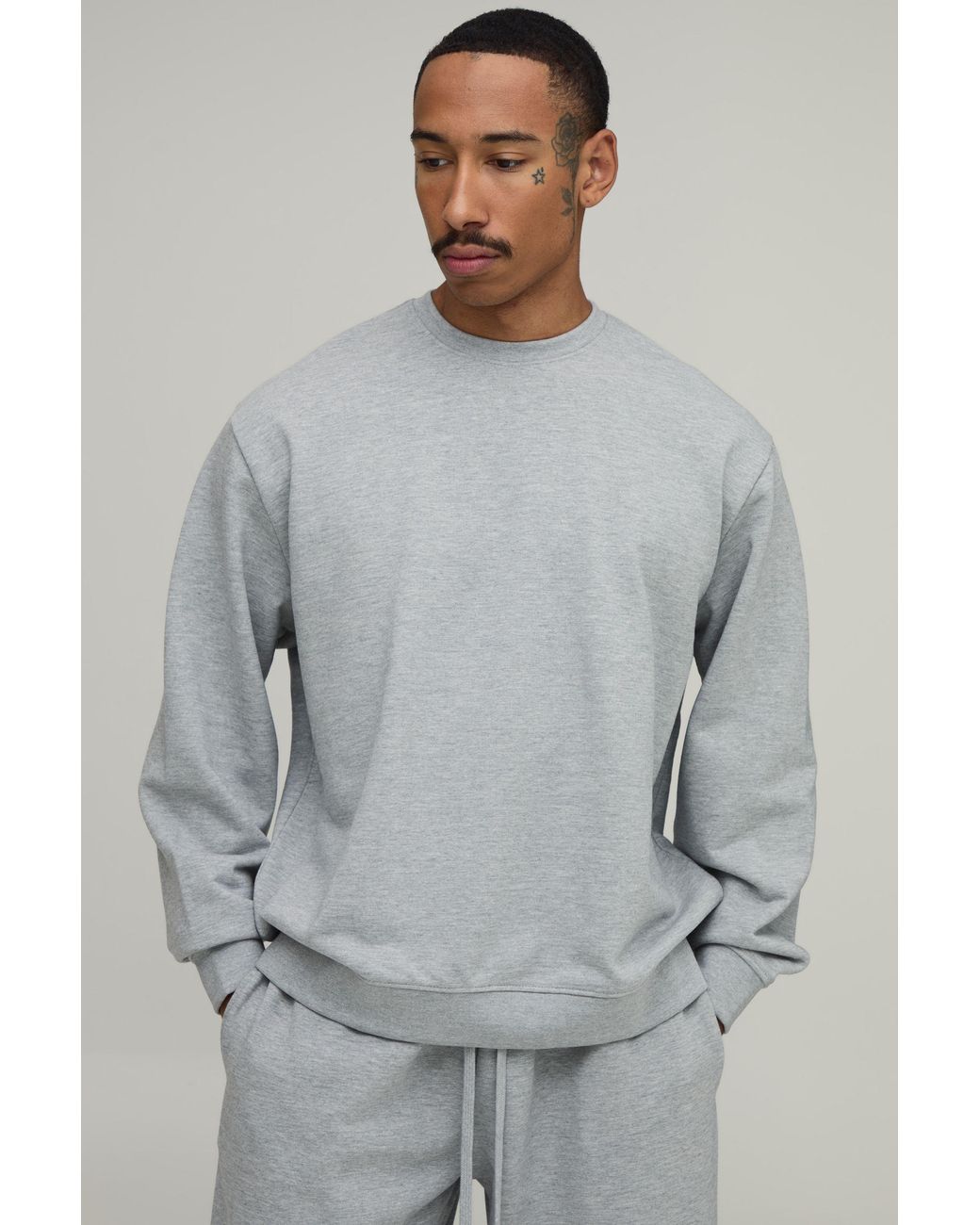 BoohooMAN Gray Oversized Premium 480Gsm Sweatshirt for men