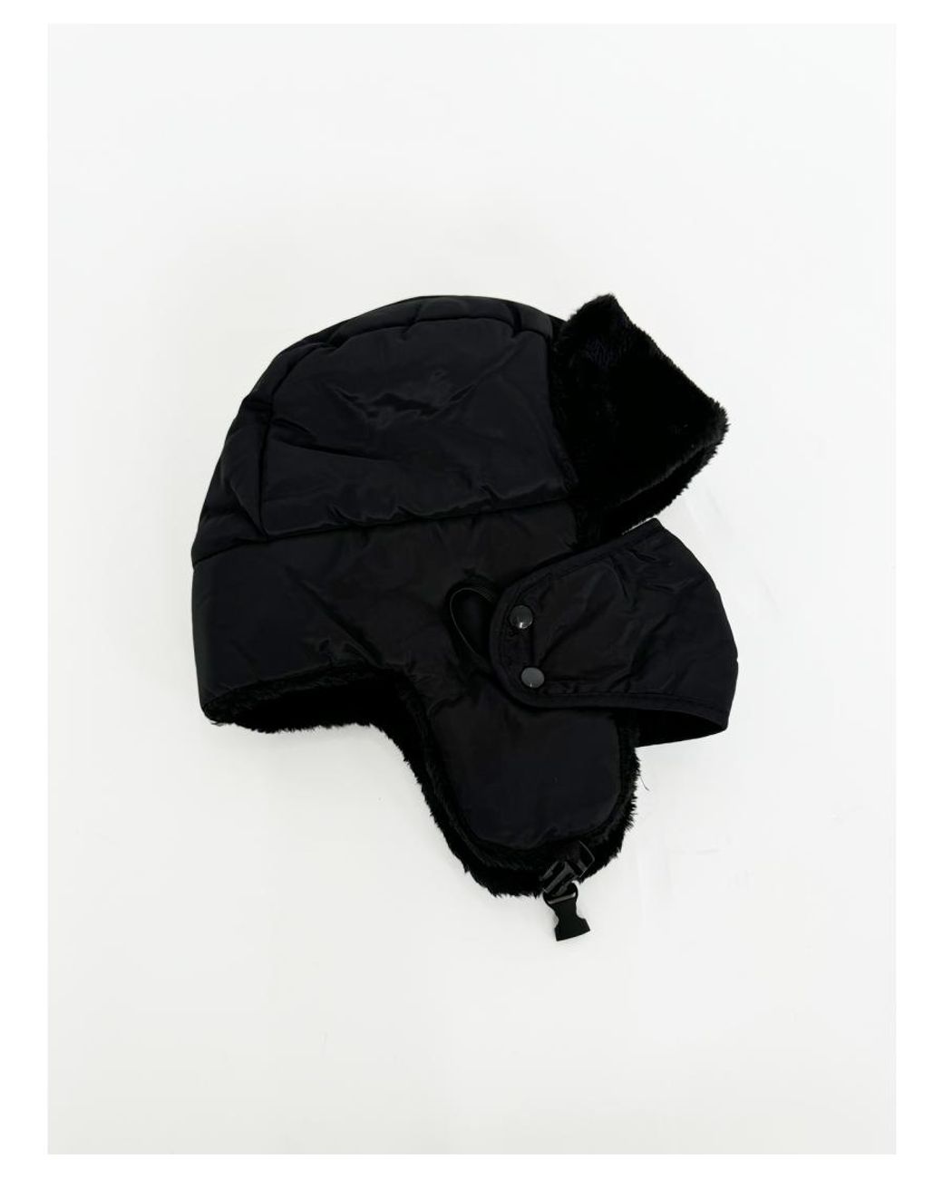 SVNX Black Lined Trapper Hat With Detachable Mouth Cover for men