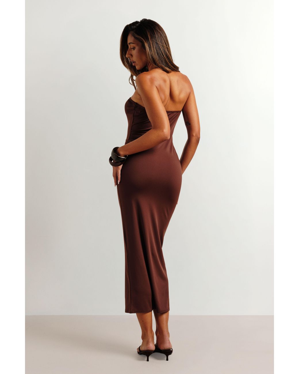 Boohoo Red Super Soft Bandeau Midi Dress
