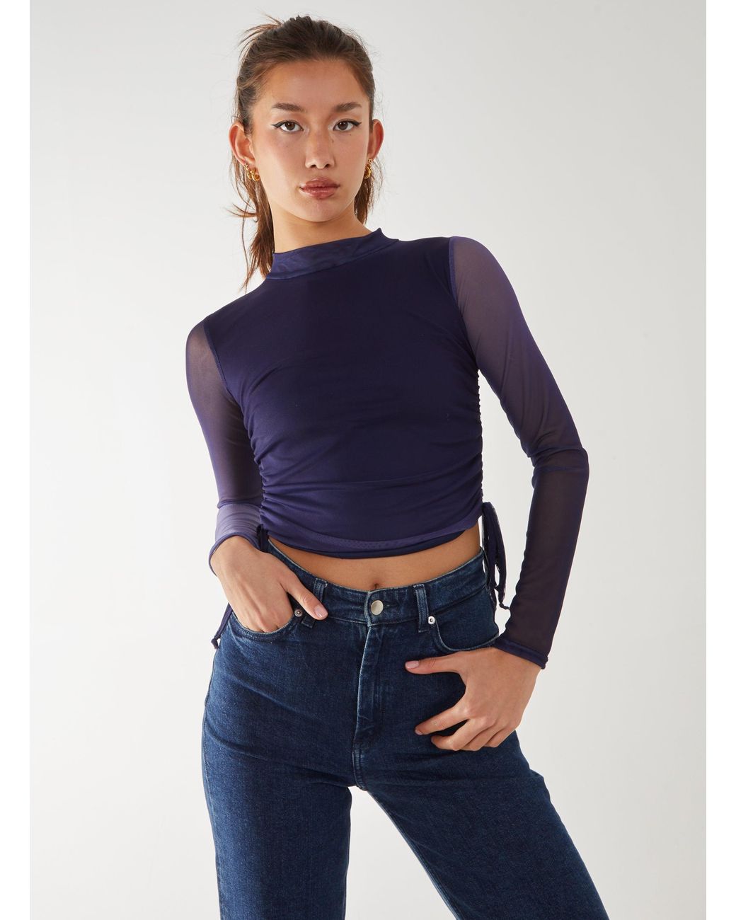 Pink Vanilla Blue Long Sleeve Ombre Mesh Top
