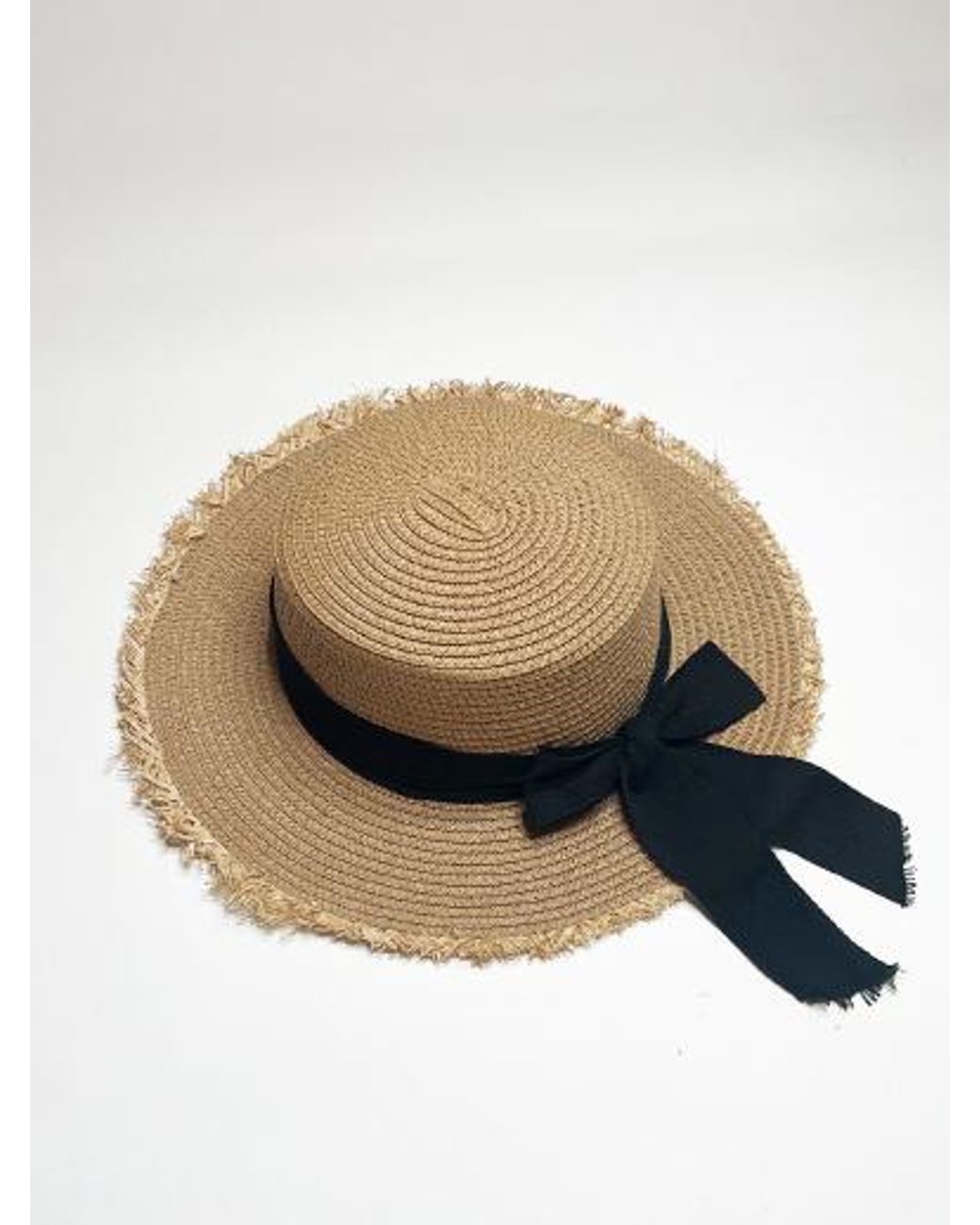 SVNX White Straw Hat With Ribbon Bow