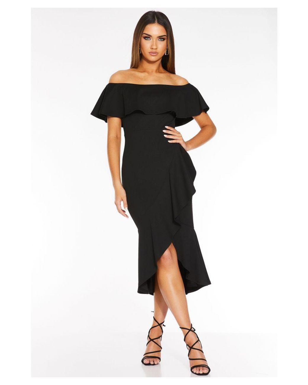 Quiz bardot frill hem midi sale dress