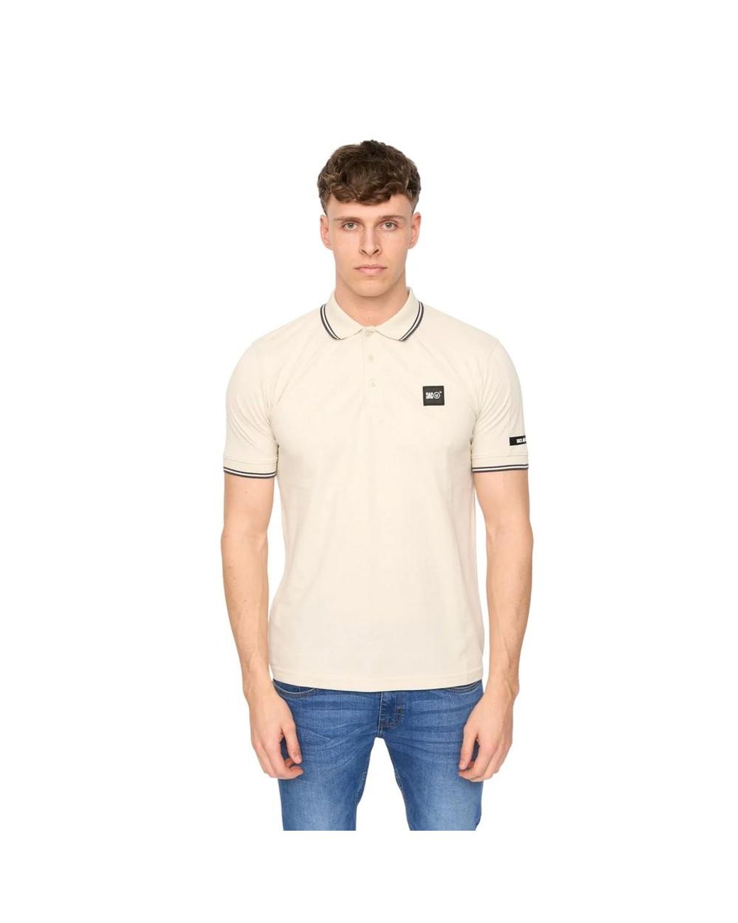 Duck and Cover White Wrentham Polo Shirt (Light Stone) for men