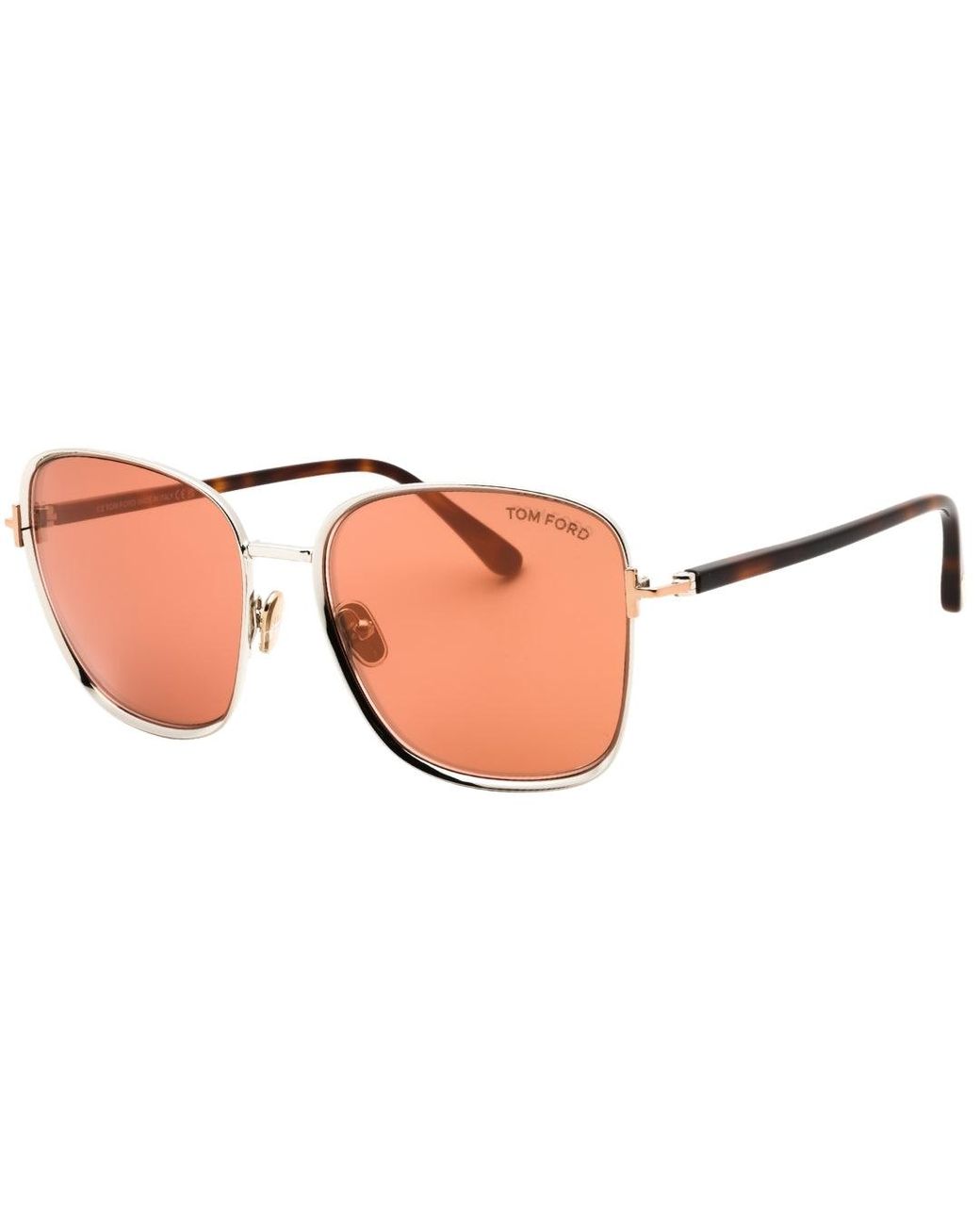 Tom Ford Brown Shiny Dark Ruthenium Frame Mirror Lensed Sunglasses