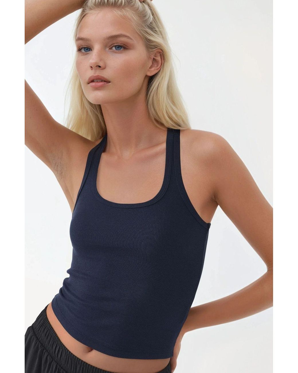 Busem Blue Fitted U Collar Knitted Tank Top