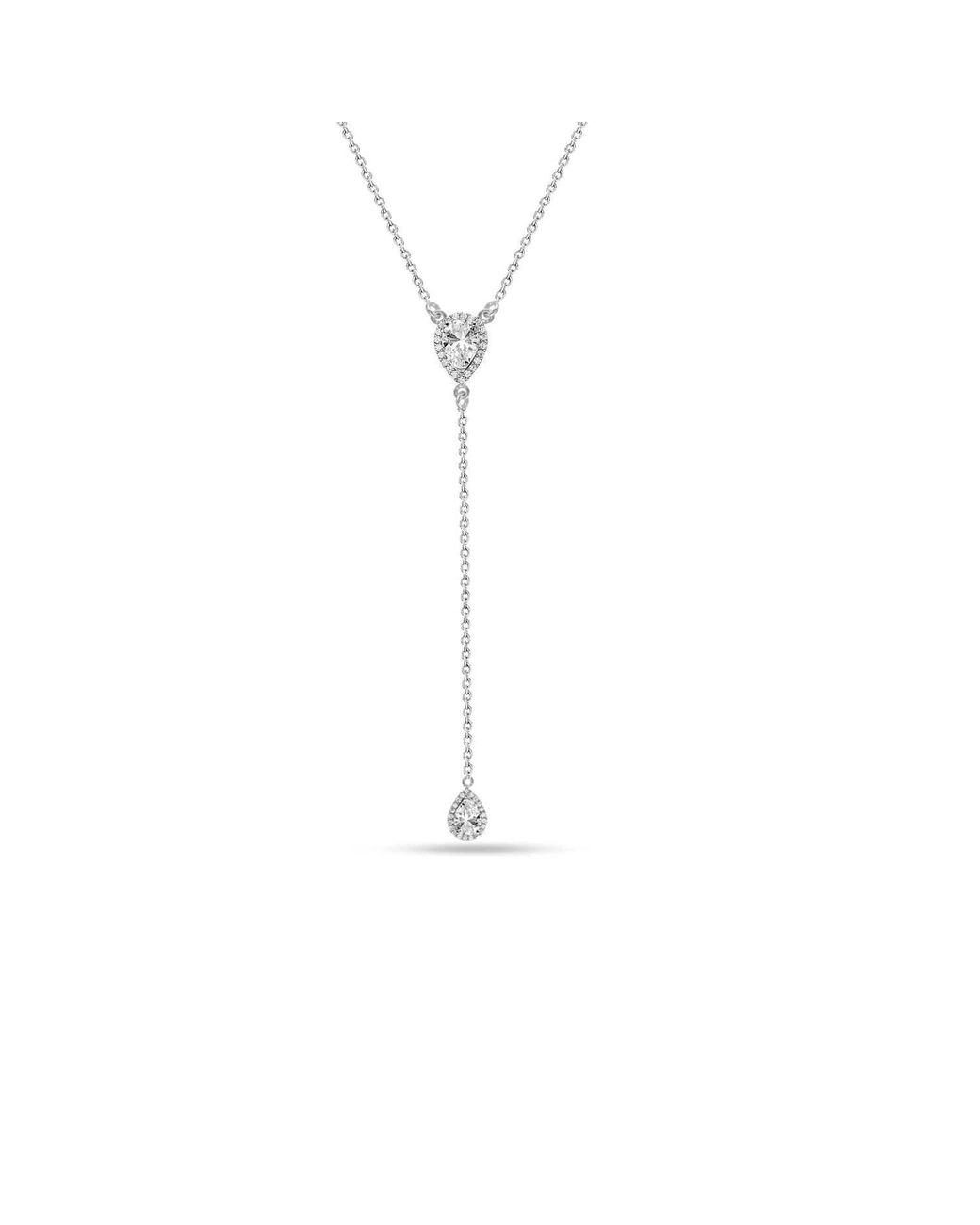 Bibei White Double Teardrop Necklace