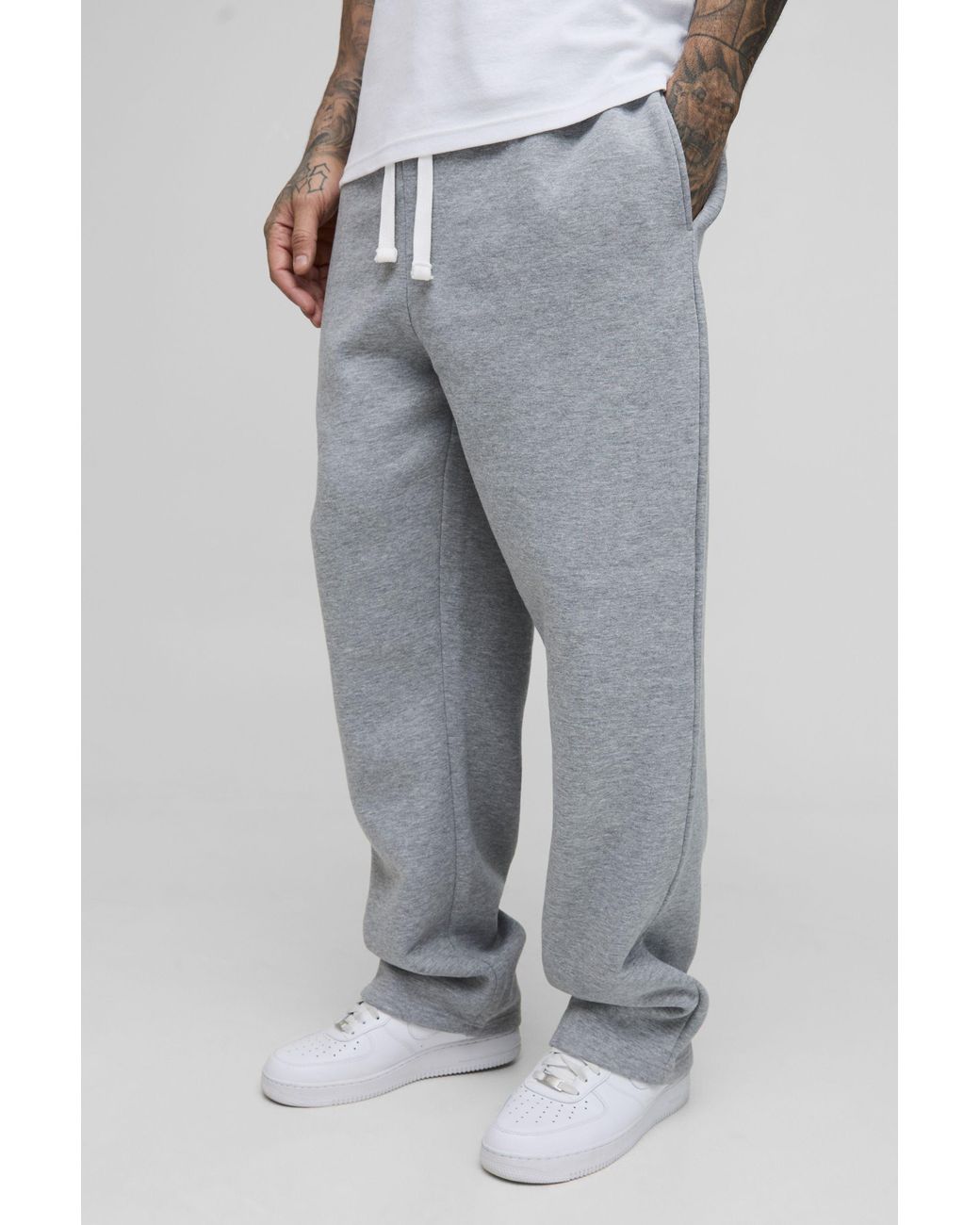 BoohooMAN Gray Tall Oversized Drop Crotch Sweatpants for men