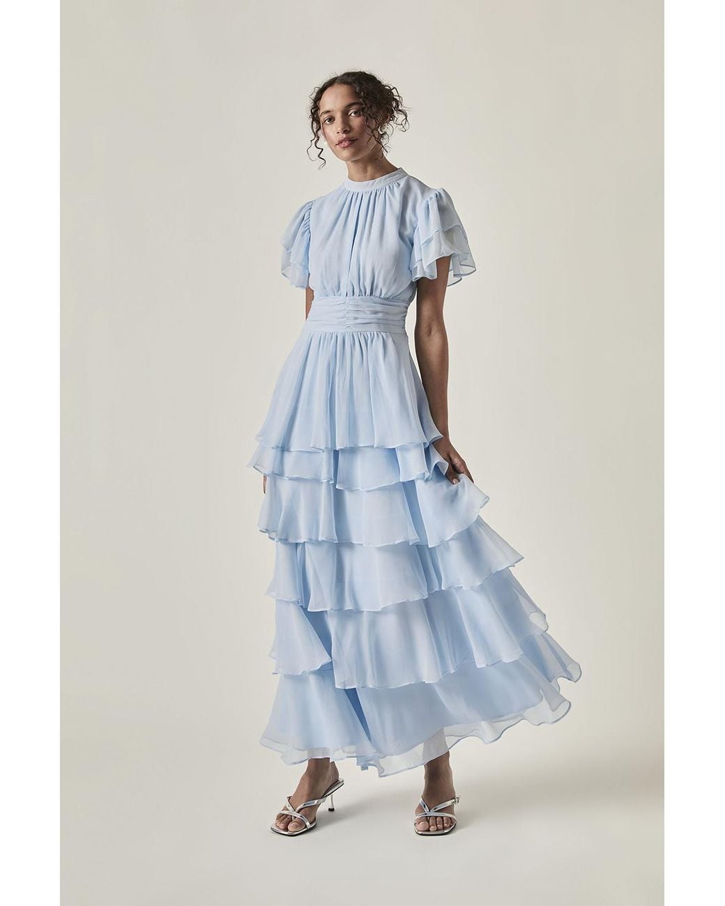 James Lakeland Blue Tiered Ruffle Midi Dress