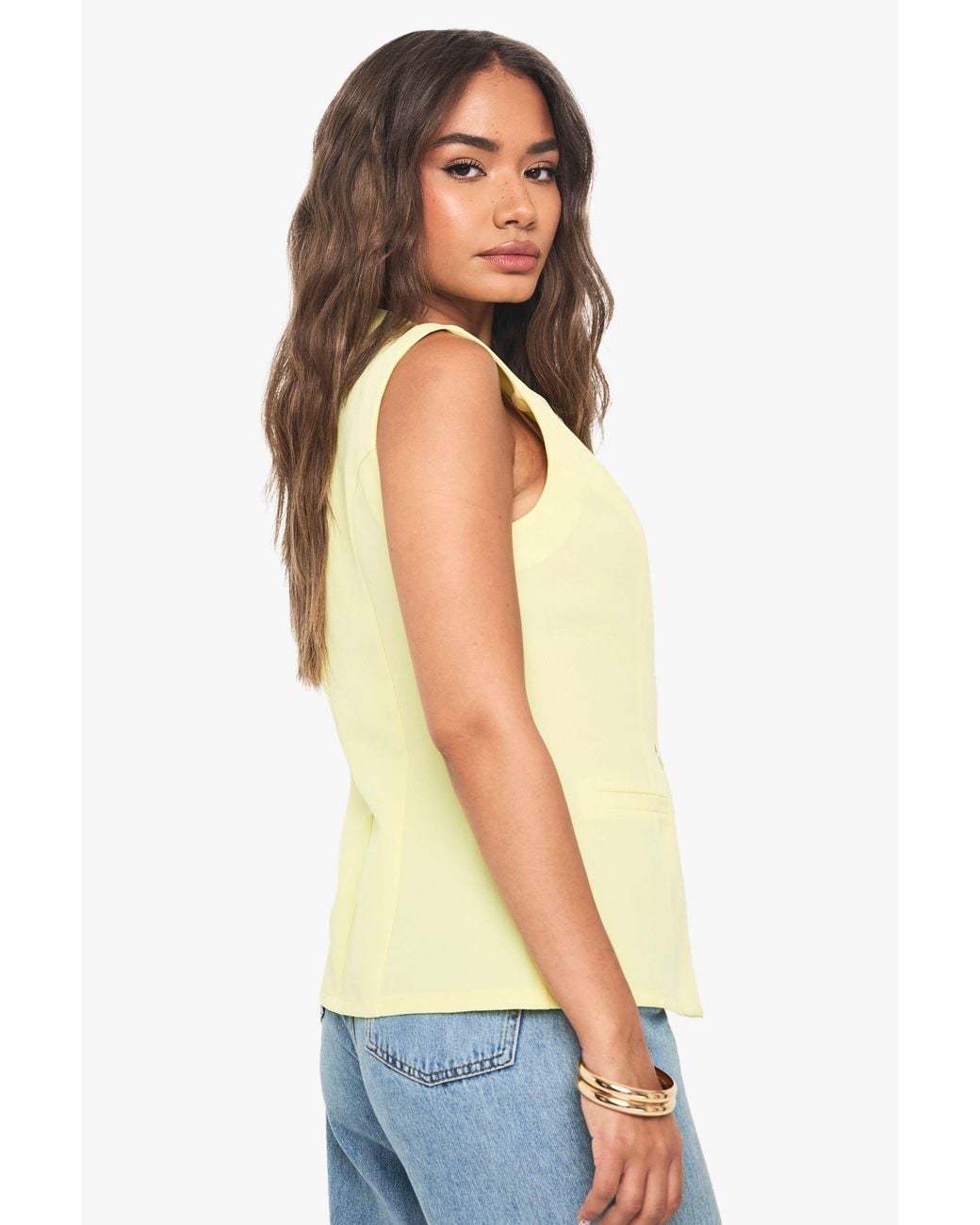 Boohoo White Button Tailored Waistcoat