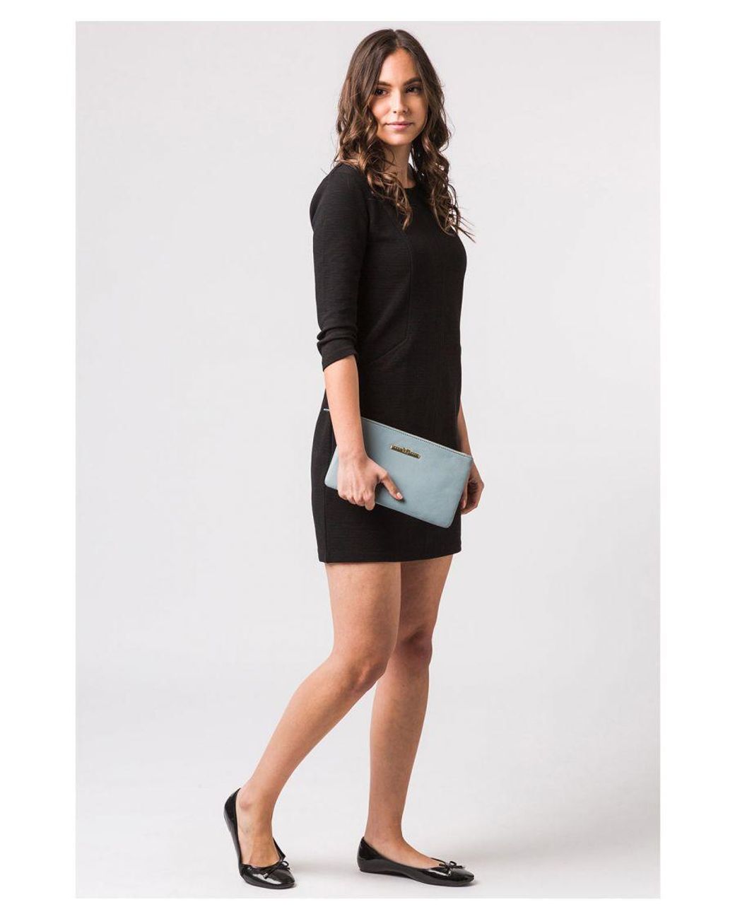 Pure Luxuries Gray 'Arlesey' Cashmere Leather Clutch Bag