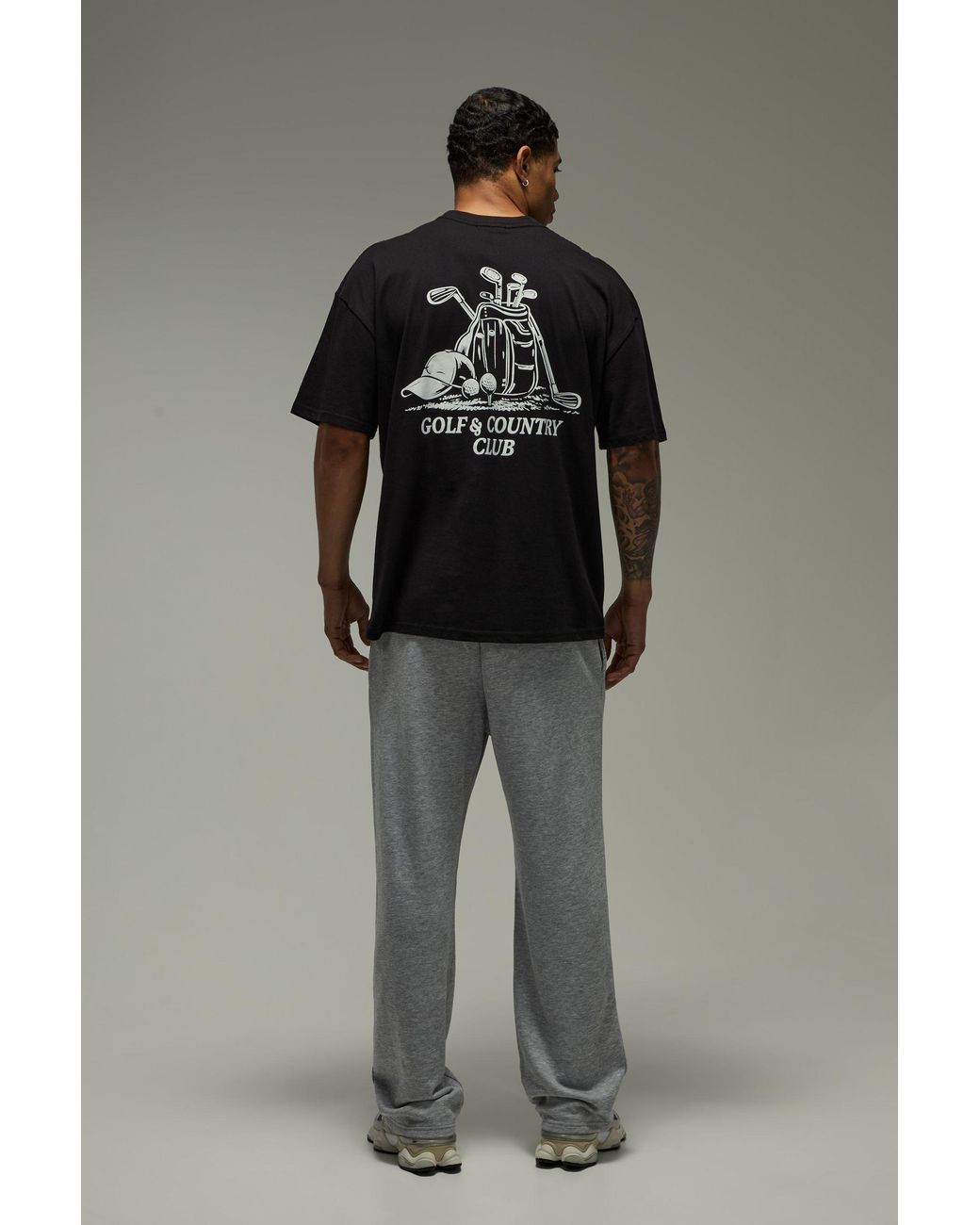 BoohooMAN Black Golf Country Club Oversized T-Shirt for men