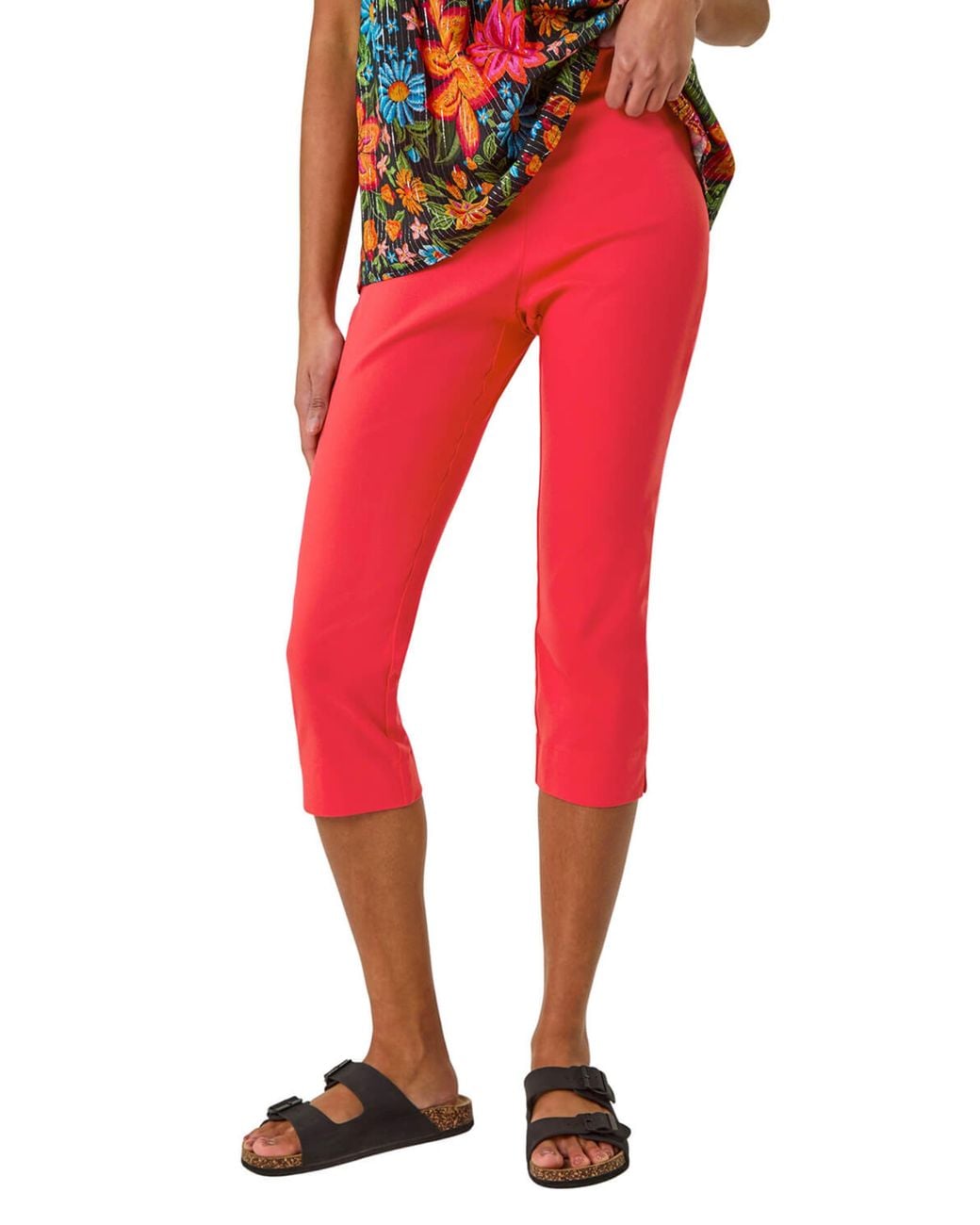 Roman Red Cropped Stretch Trousers