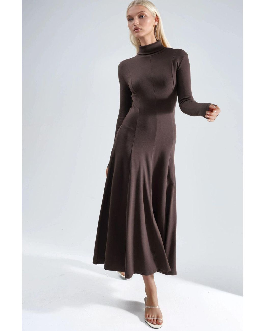 Busem Black Long Sleeve A-Line Midi Dress