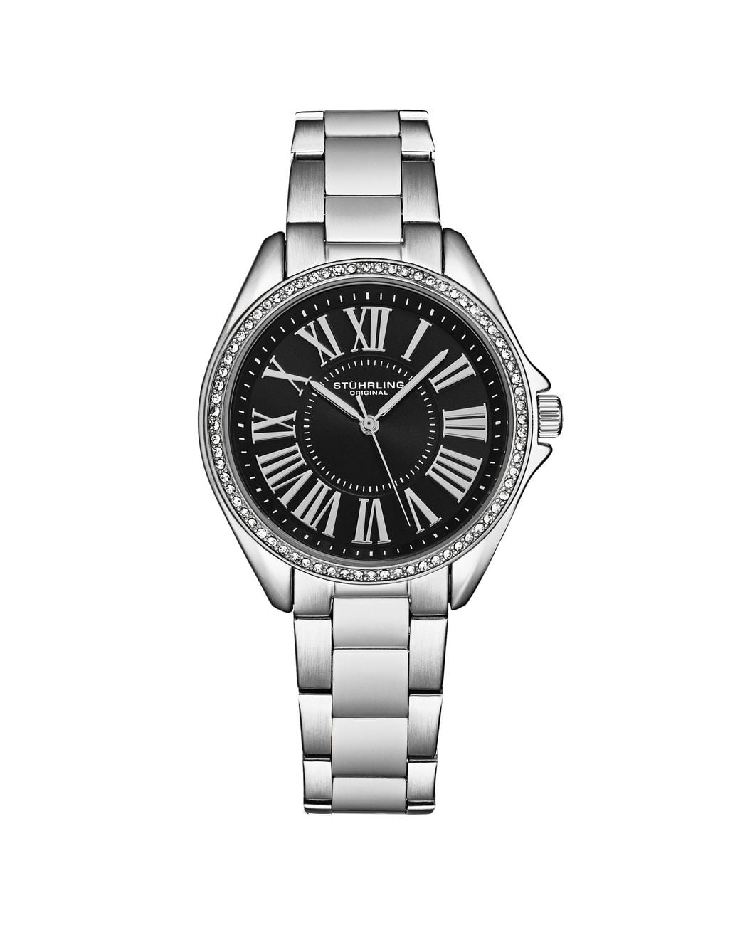 Stuhrling Black The Dynasty 4025 Japanese Quartz Crystal Bezel 40Mm Watch