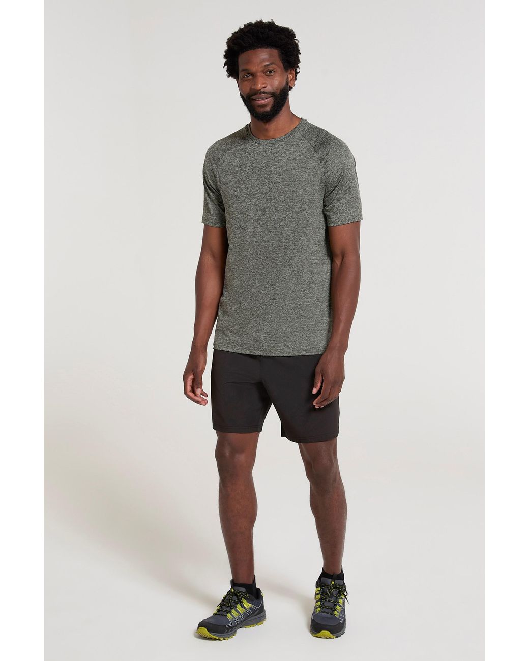 Mountain Warehouse Gray 'Agra' Isocool Striped Tee Sun Protection Comfy Sports T-Shirt Polyamide for men