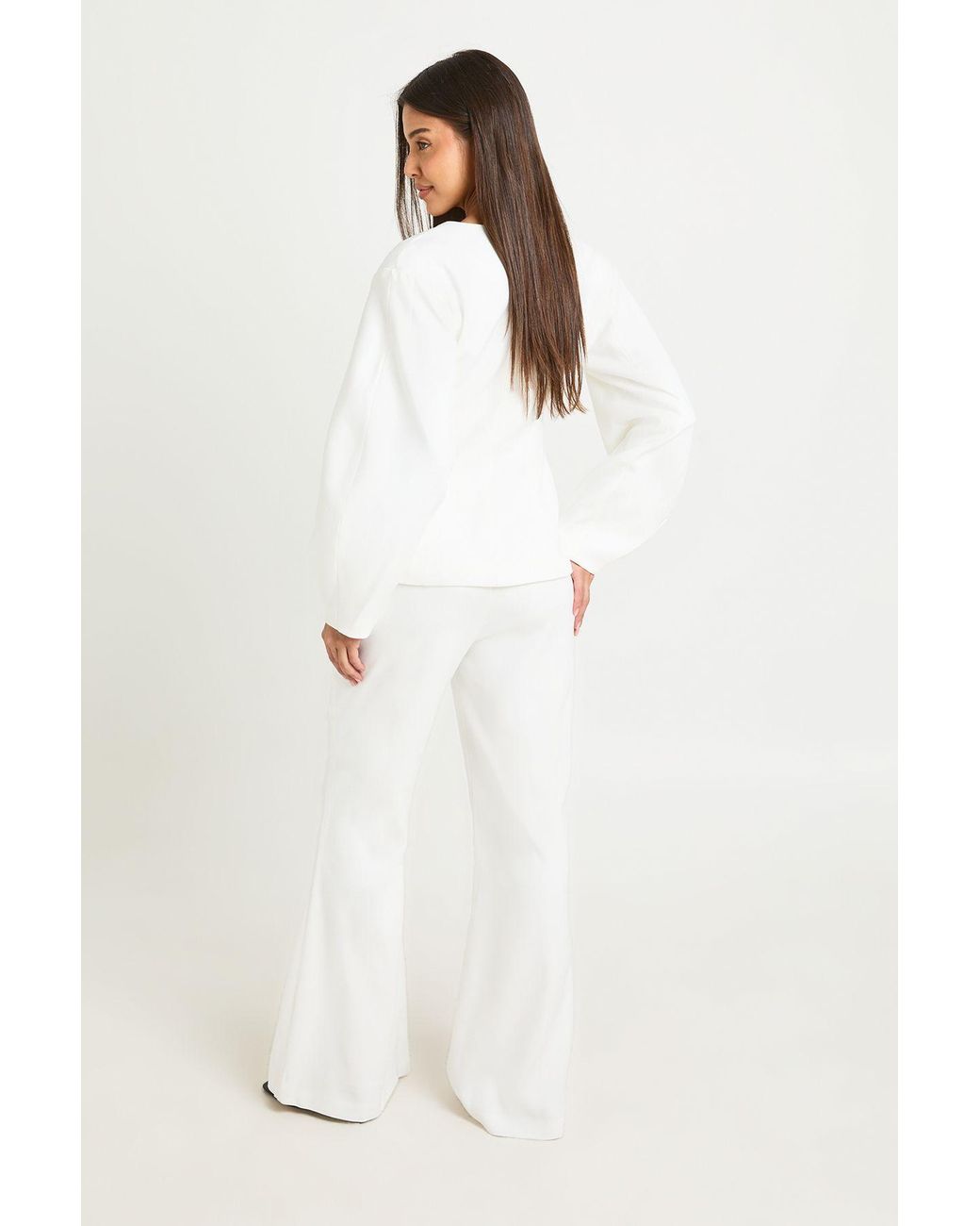 Boohoo White Trim Barrel Sleeve Blazer