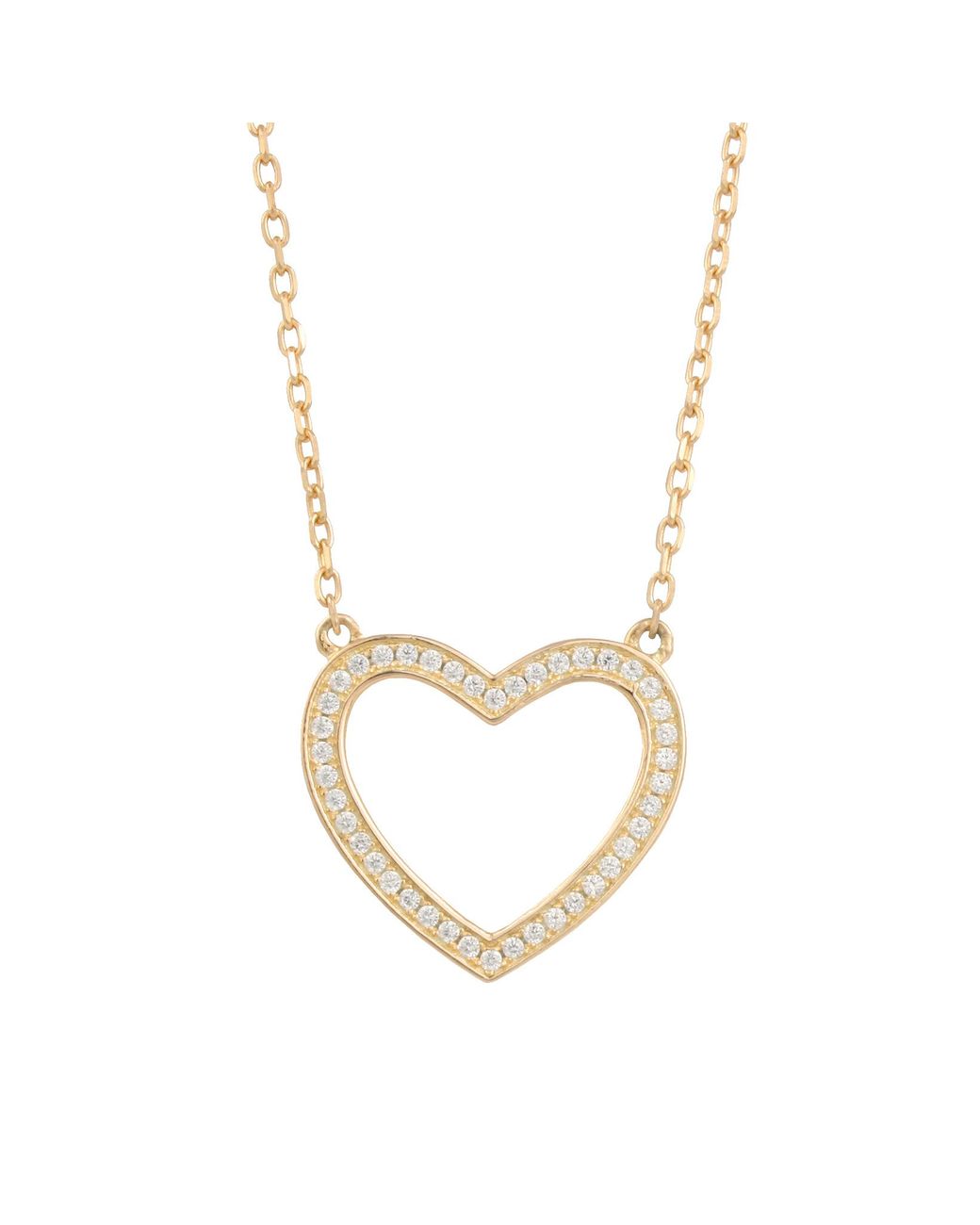 The Jewellery Stockroom Metallic 18Ct Plated Sterling Cubic Zirconia Heart Necklace