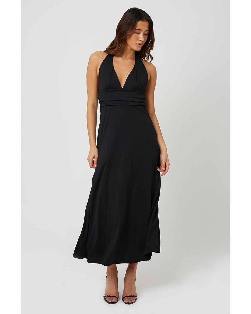Brave Soul Black Jersey Halterneck Midi Dress