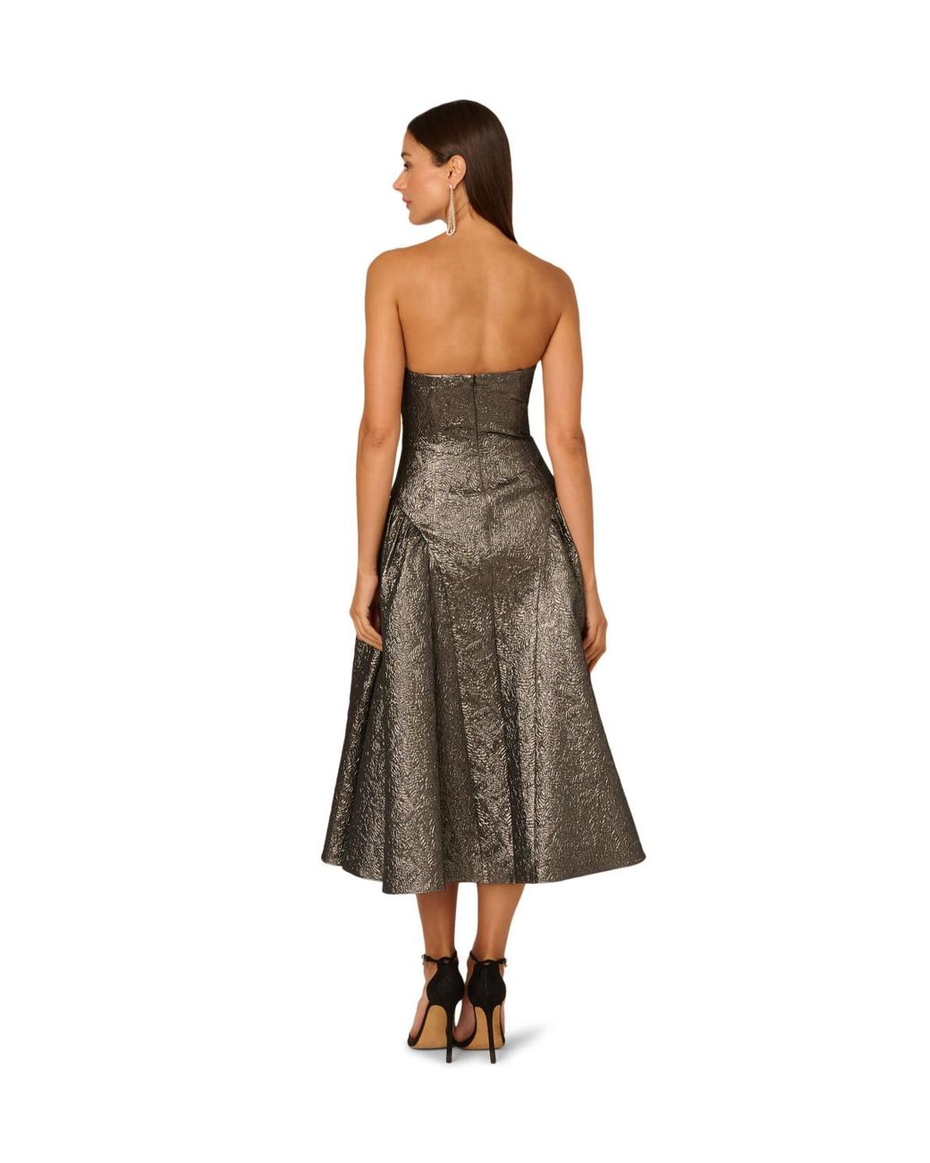 Adrianna Papell Metallic Strapless Ankle Dress