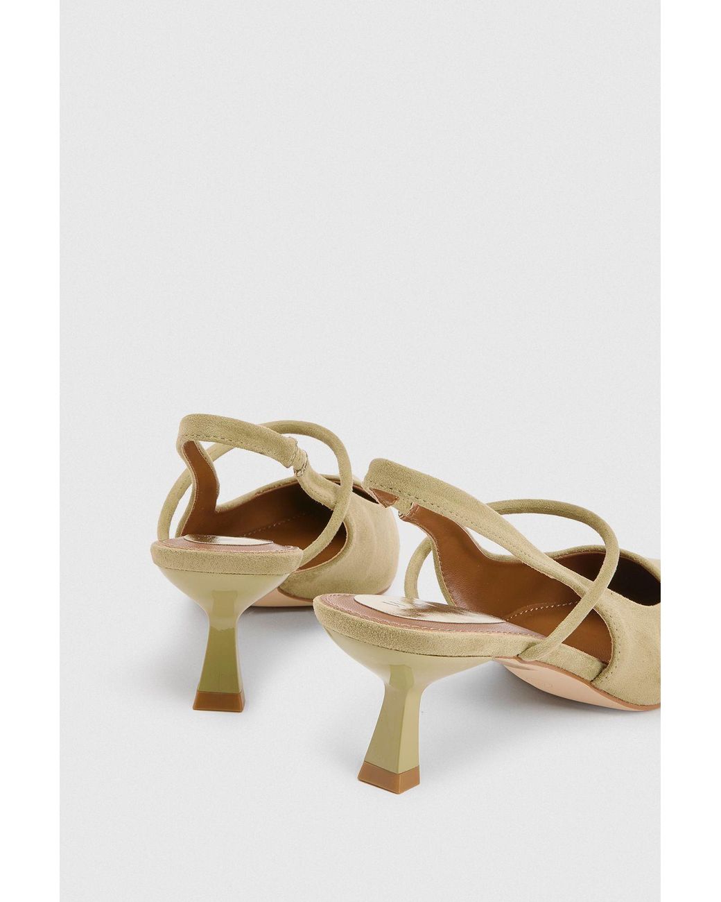 Wallis Natural Cherish Faux Suede Slingback Kitten Heel Point Court Shoes