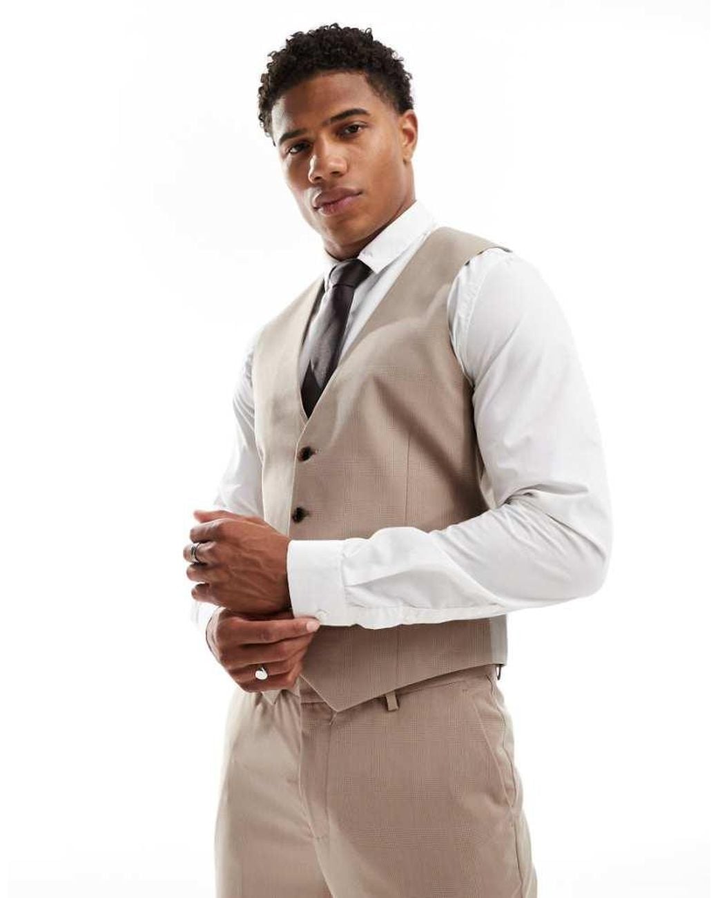 ASOS Natural Slim Suit Waistcoat for men