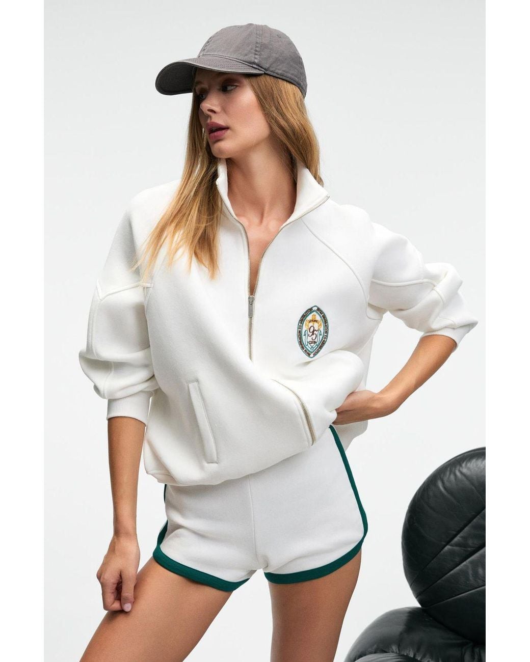 Grimelange White Half Zip Logo Sweatshirt