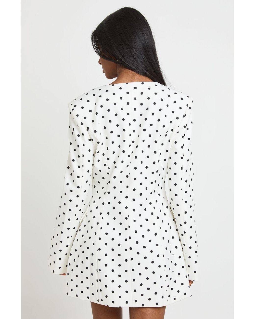 Boohoo White Polka Dot Tailored Blazer Dress