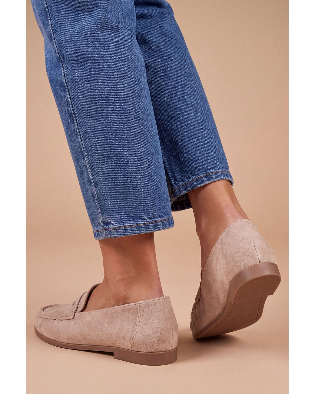 Oasis Blue Olivia Faux Suede Ruched Detail Loafers