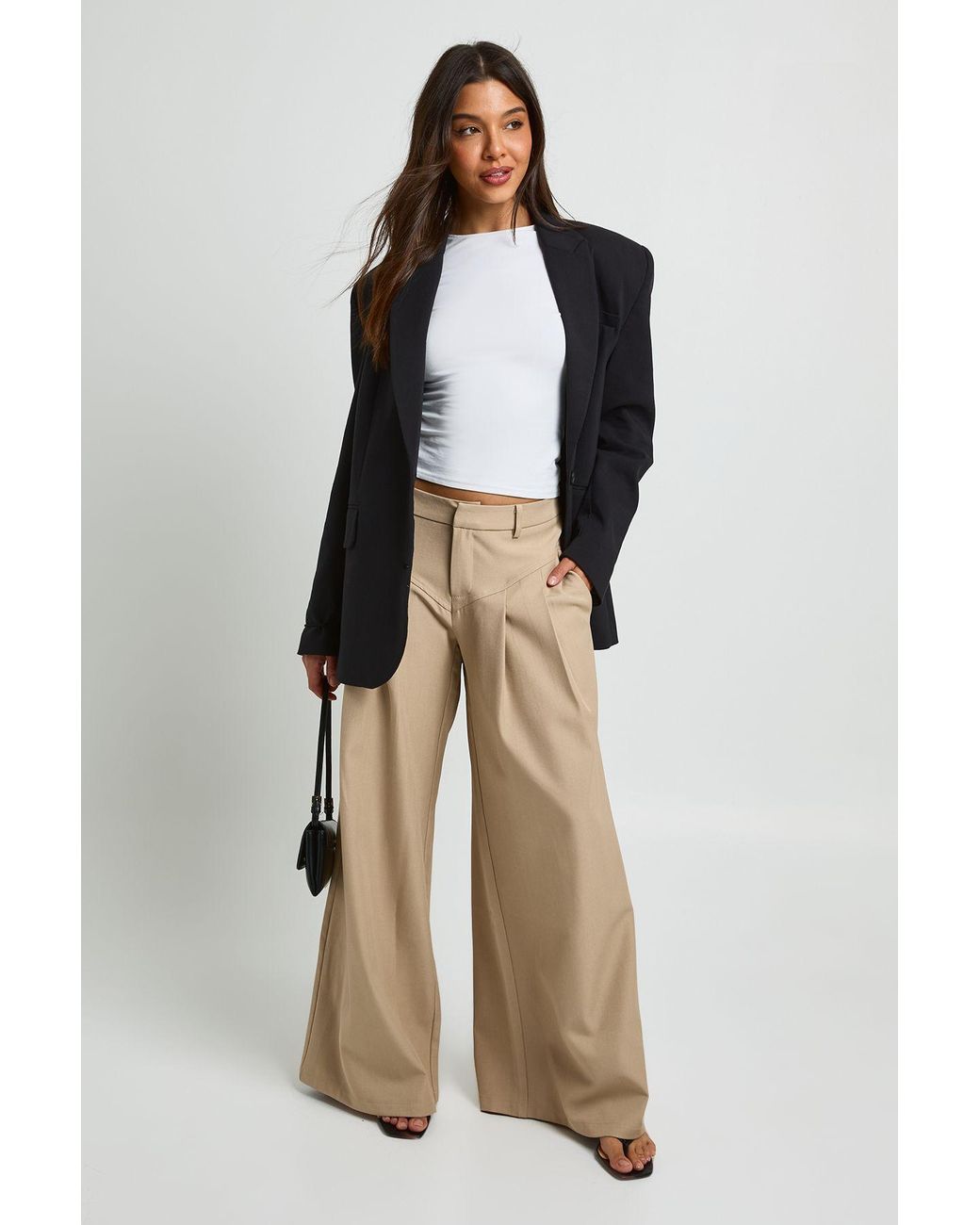 Boohoo Natural Seam Detail Tailored Balloon Trousers