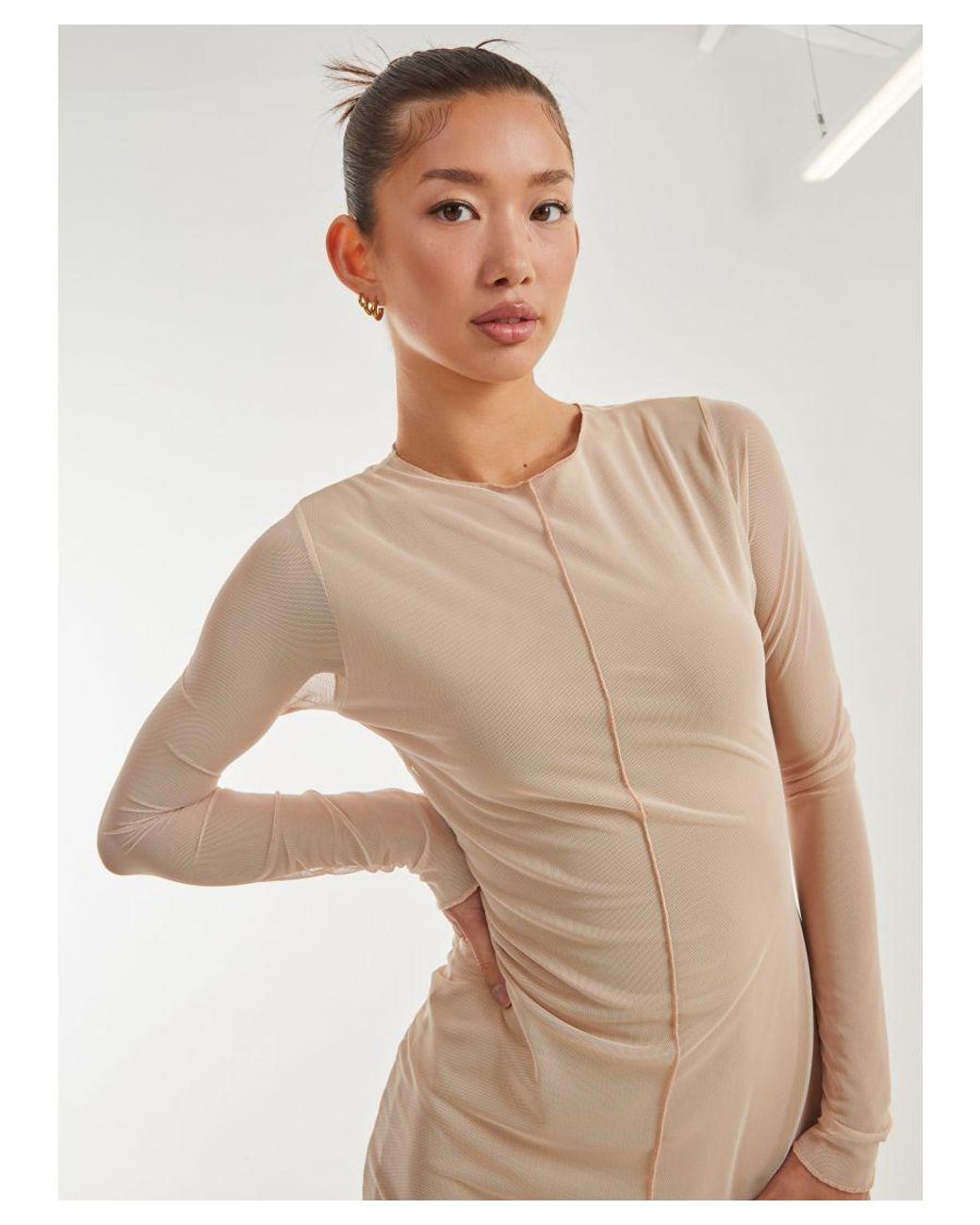 Pink Vanilla Natural Mesh Bodycon Dress