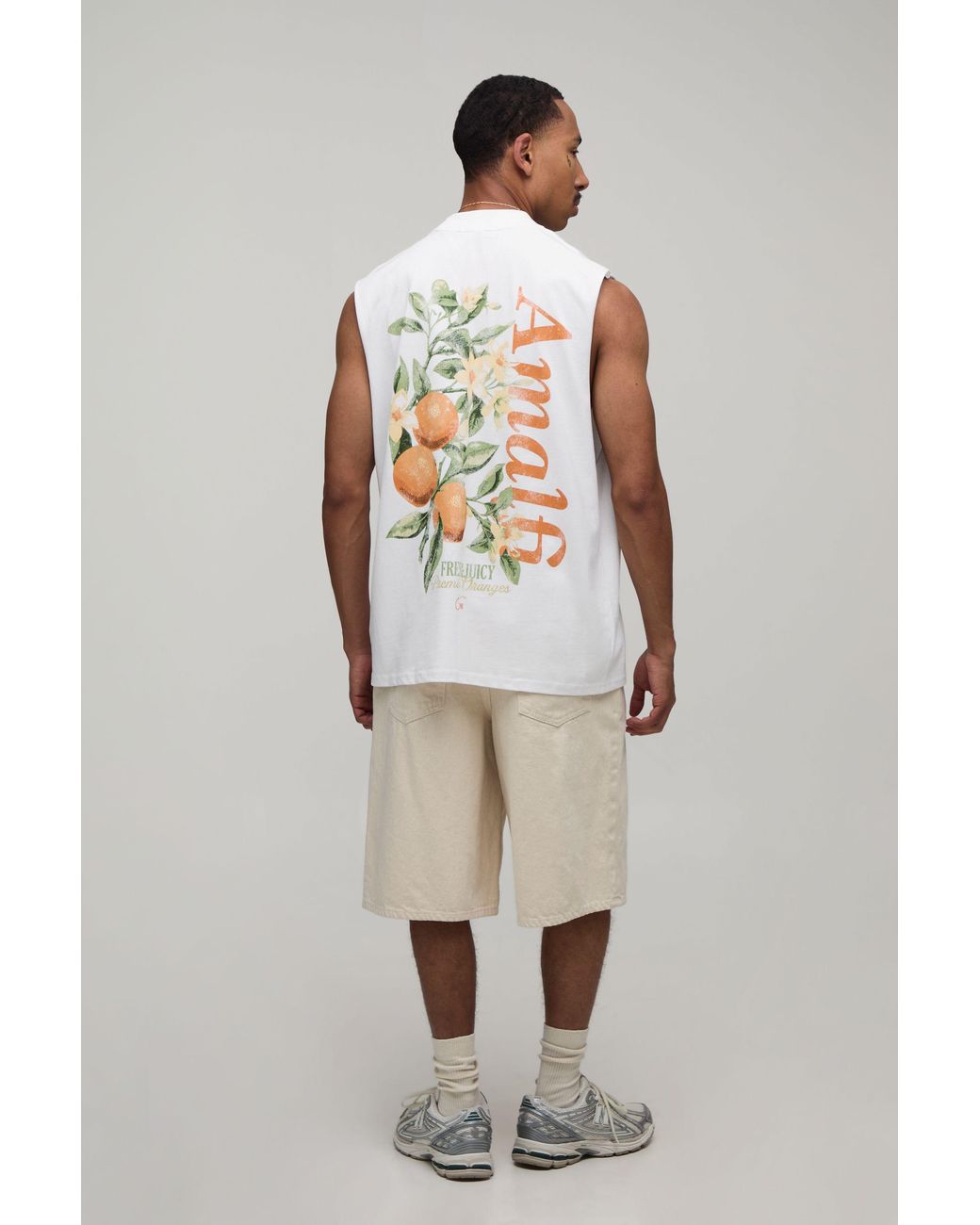 BoohooMAN White Oversized Amalfi Print Tank Cotton for men