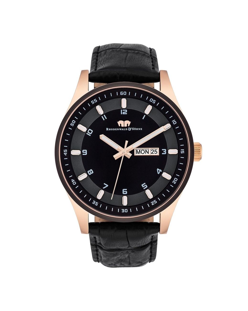 Rhodenwald & Söhne Black Stainless Steel Watch 43Mm for men