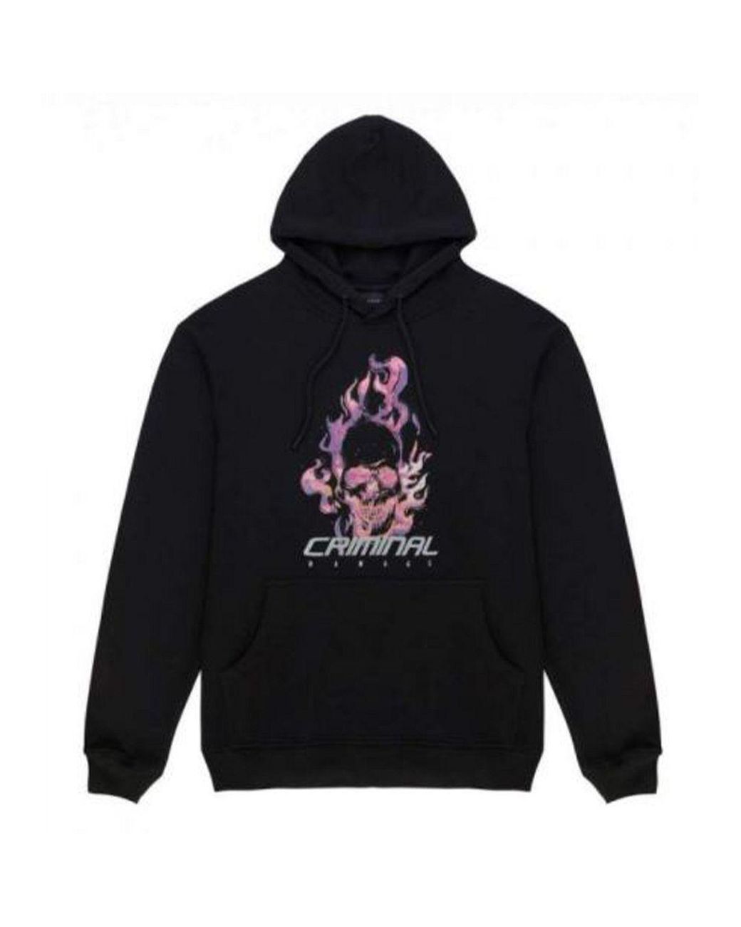 Criminal Damage Blue Flamin Skull Hoodie Cotton for men
