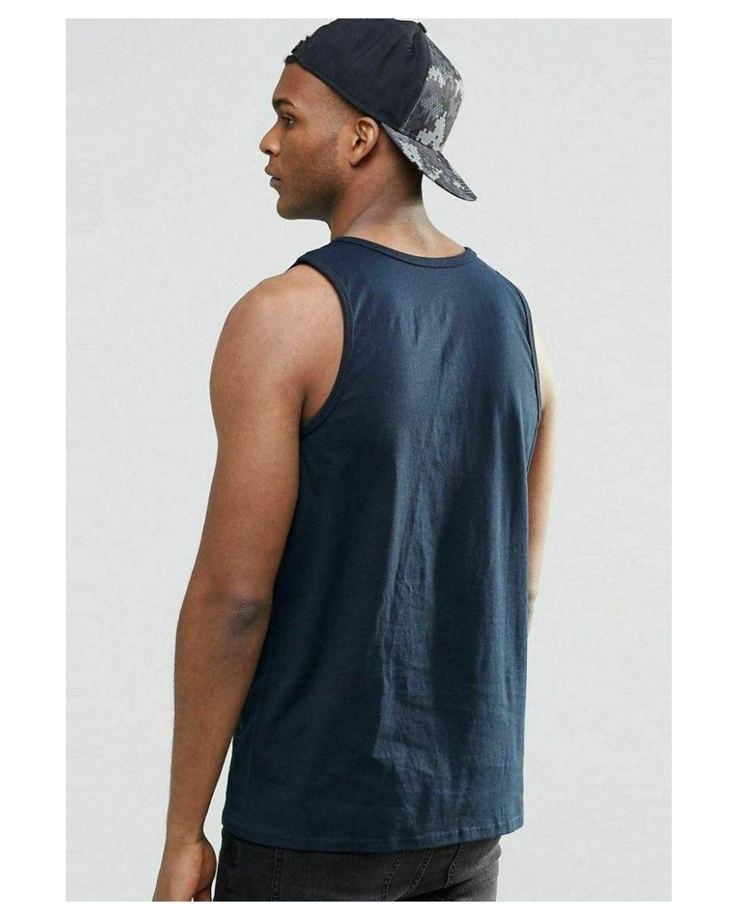 Nike Blue Embroidered Swoosh Athletic Gym Vest Tank Top for men