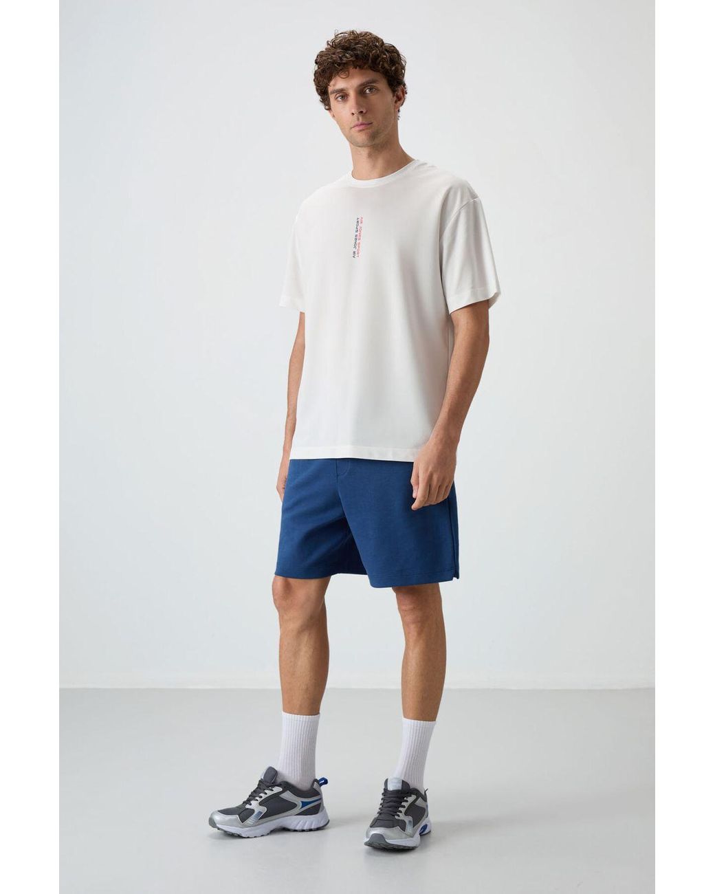 TOMMY LIFE Blue Cotton- Sweat Shorts for men