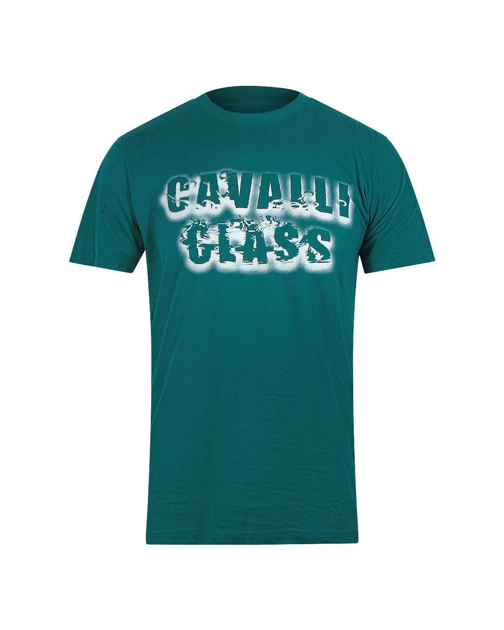 Roberto Cavalli Green Smoke Bold Logo T-Shirt Cotton for men