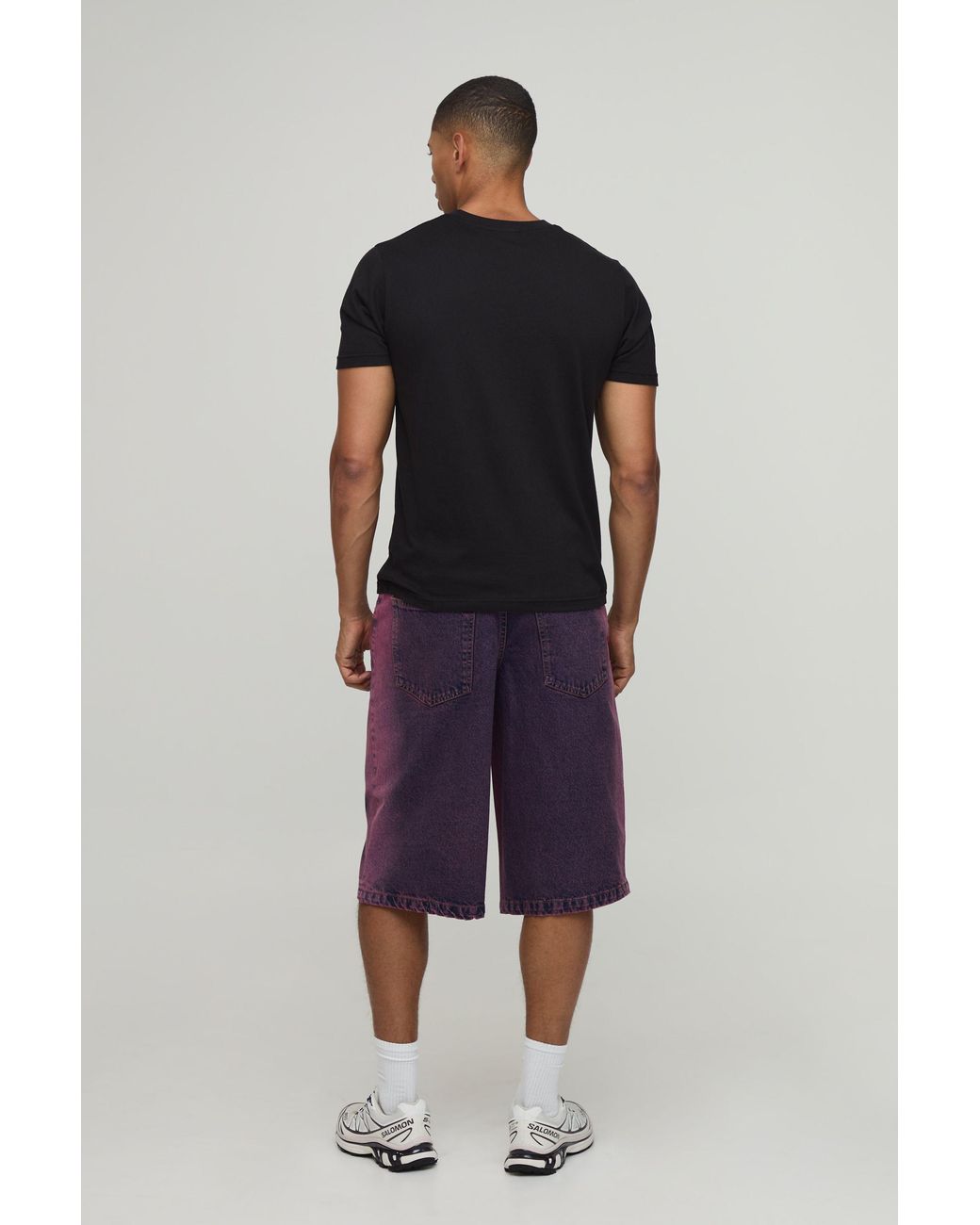 BoohooMAN Blue Longline Tinted Denim Jorts for men