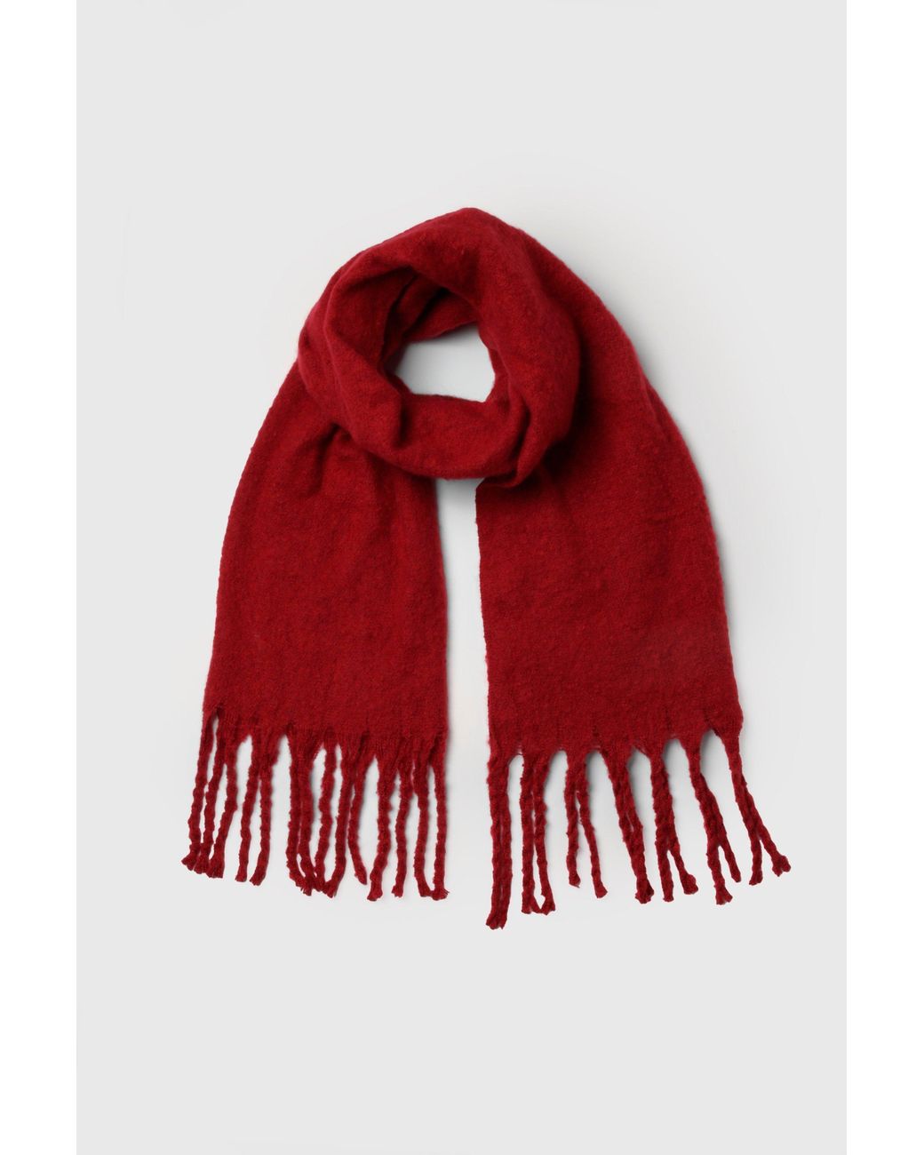 Boohoo Red Chunky Oversized Fringe Scarf