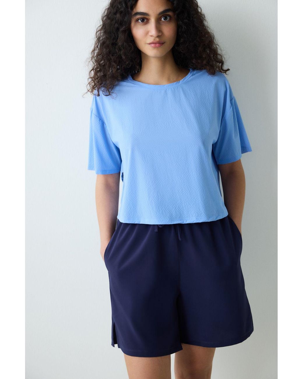Penti Blue Plain Knitted Crew Neck T-Shirt