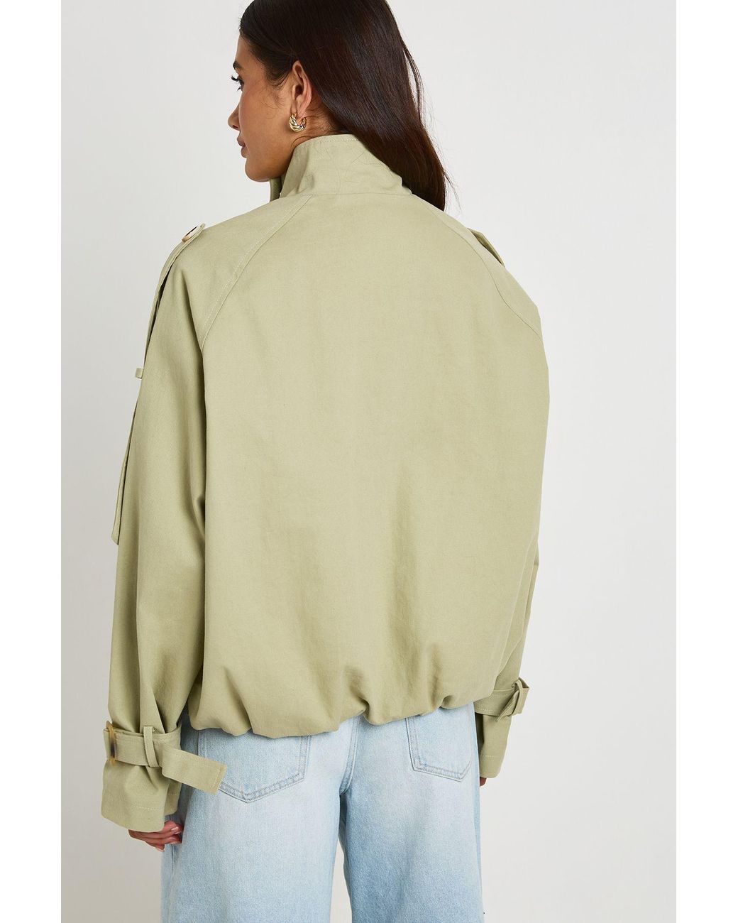 Boohoo Natural Funnel Neck Double Breasted Trench