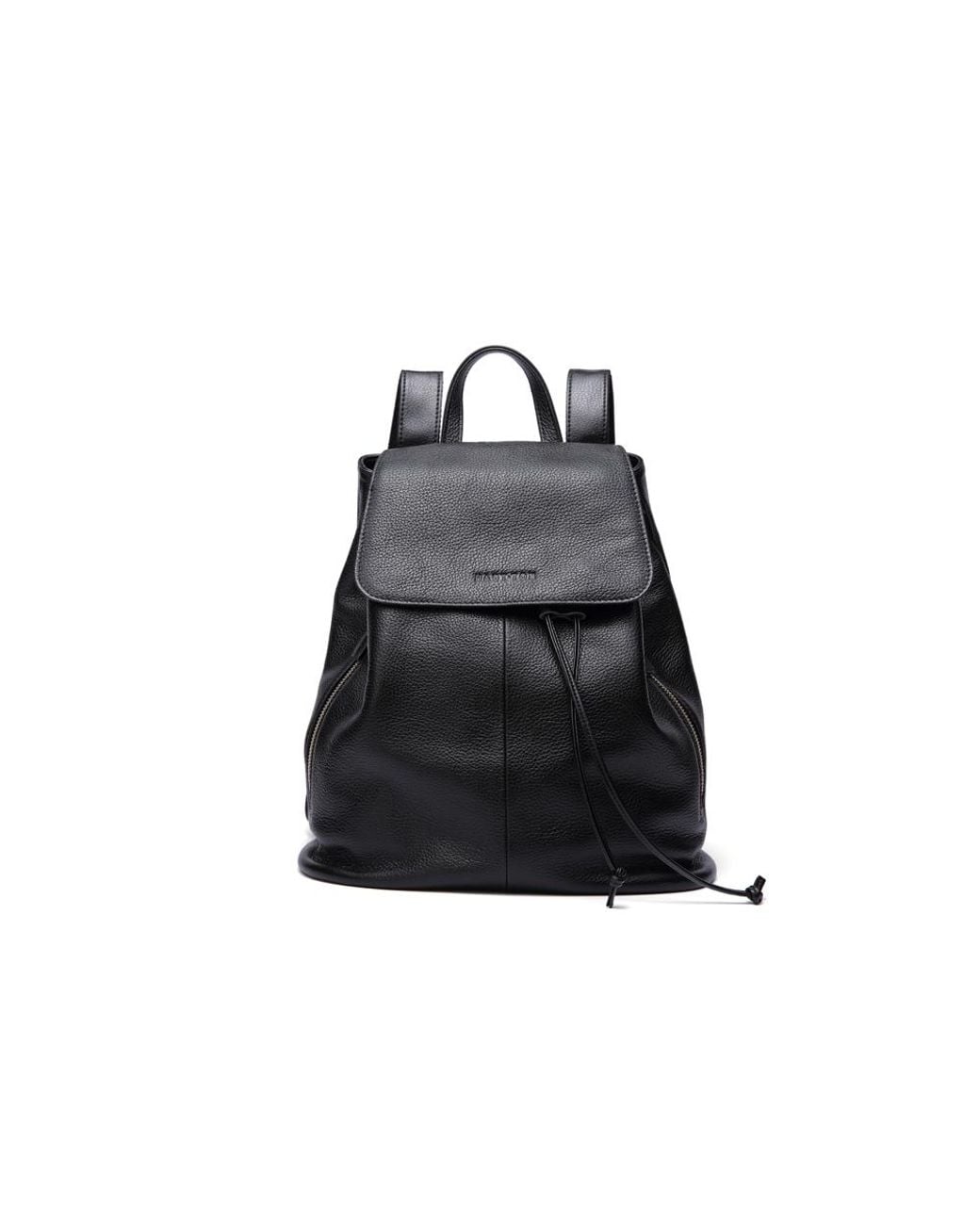 Woodland Leathers Black Leather Medium Size Ruck Sack 12.0" Zip Around Top Carry Handle Adjustable Straps