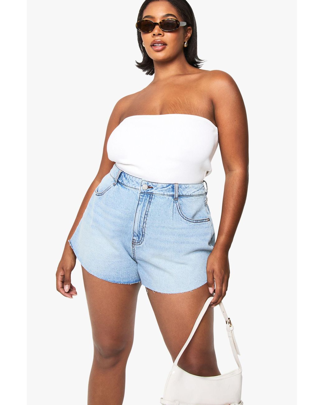 Boohoo Blue Plus Flippy Wide Leg Denim Short