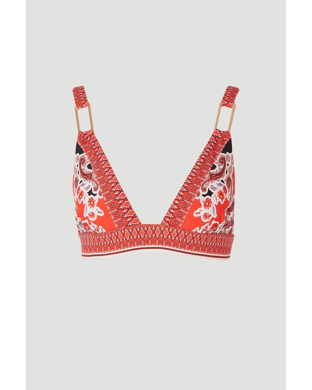 Karen Millen Scarf Mirrored Print Plunge Bikini Top
