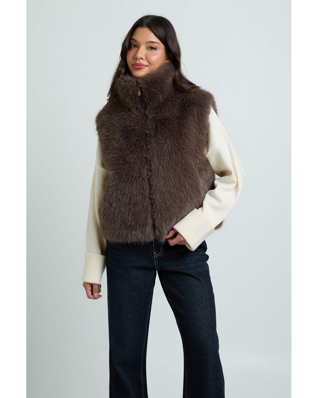 Boohoo Black Faux Fur Gilet