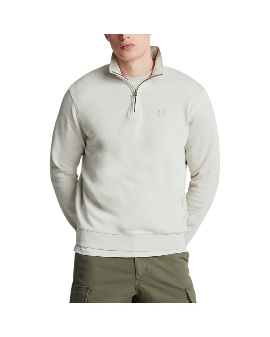 Lyle & Scott Gray Tonal Eagle Half Zip Jumper Sweatshirt for men